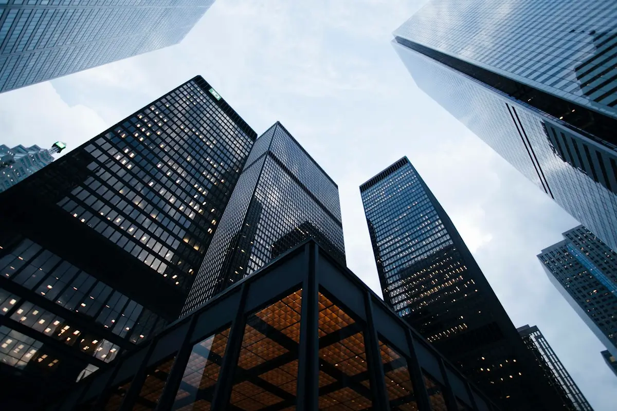 Commercial building with glass and aluminium curtain wall facade