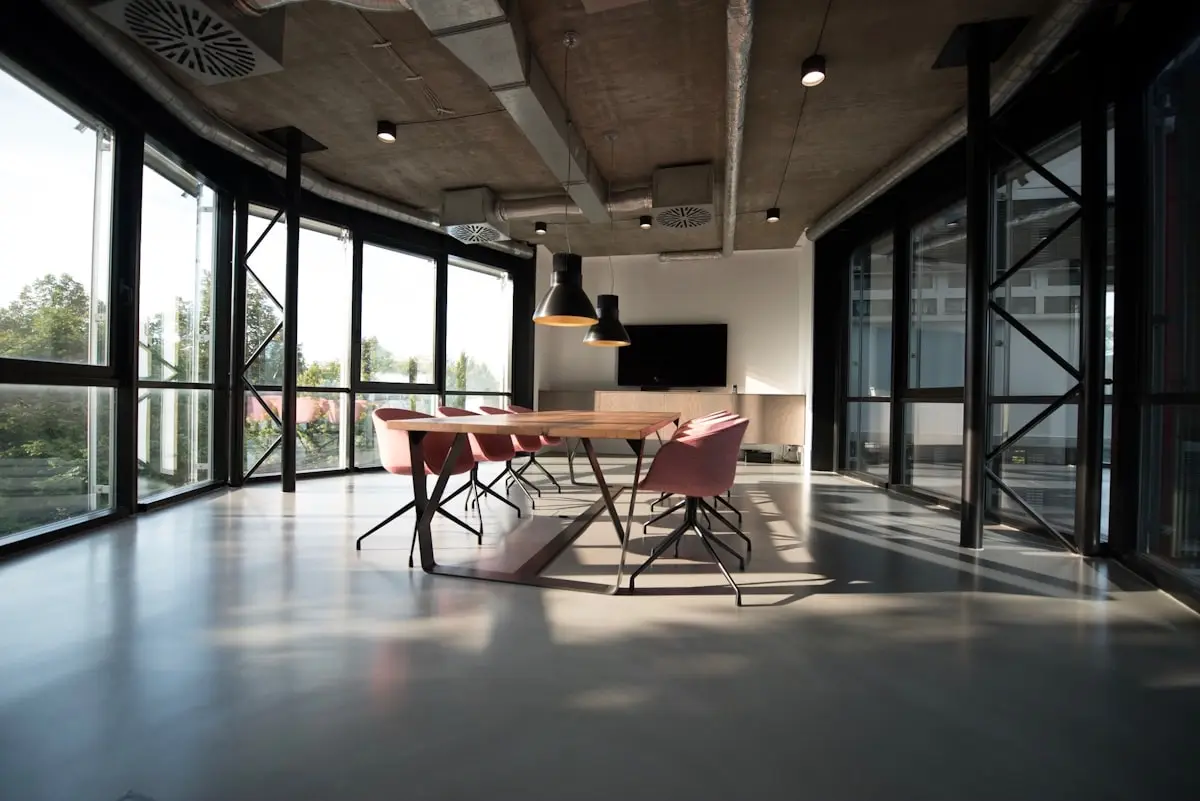 Modern office interior with partitions and finishing